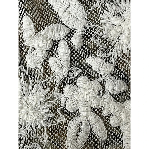 G Collection Womens Beige Lace Crochet Tunic  Coverup Boho Sheer Y2k Blouse L - Picture 10 of 10